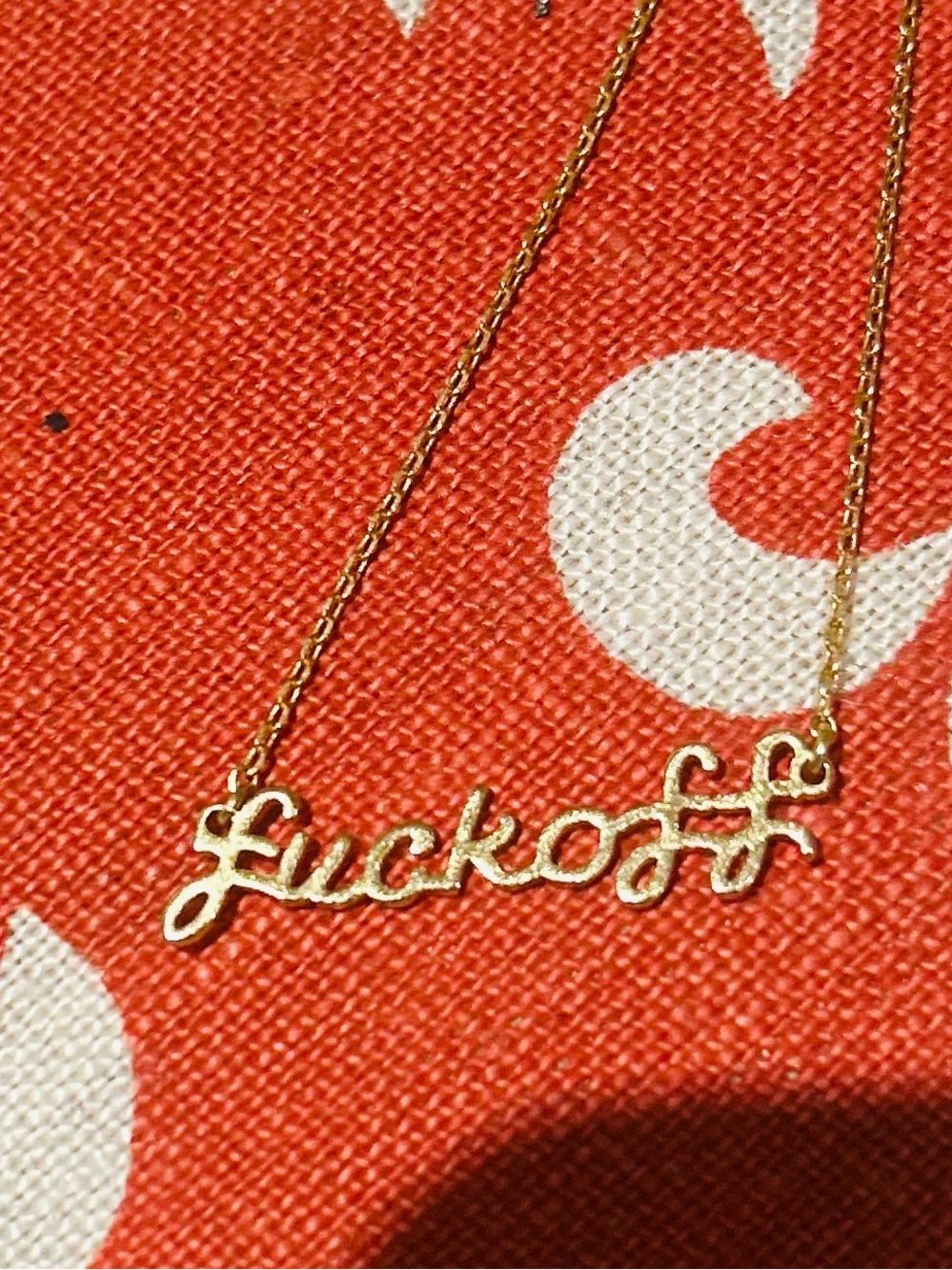 Gold Script 'Luckoff' Pendant Necklace - Women's Jewelry